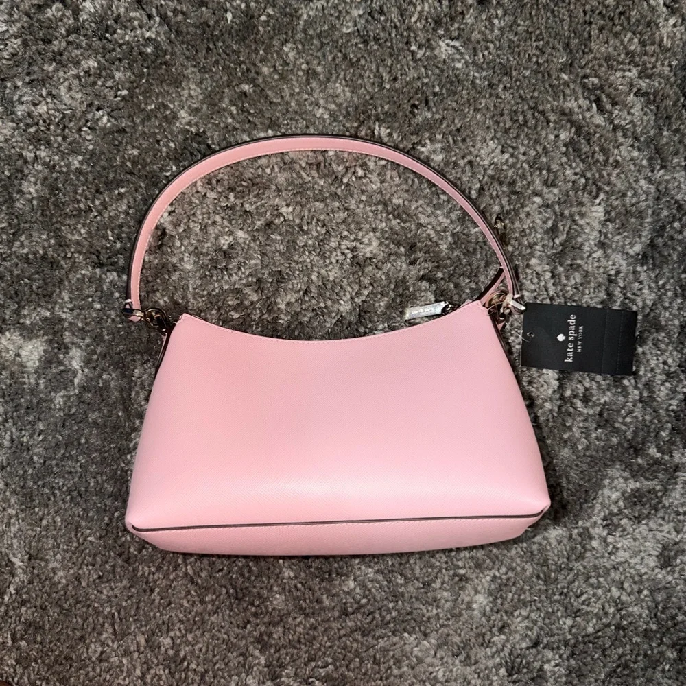 kate spade Pink Leather Shoulder Bag with Gold Logo - Picture 2 of 5